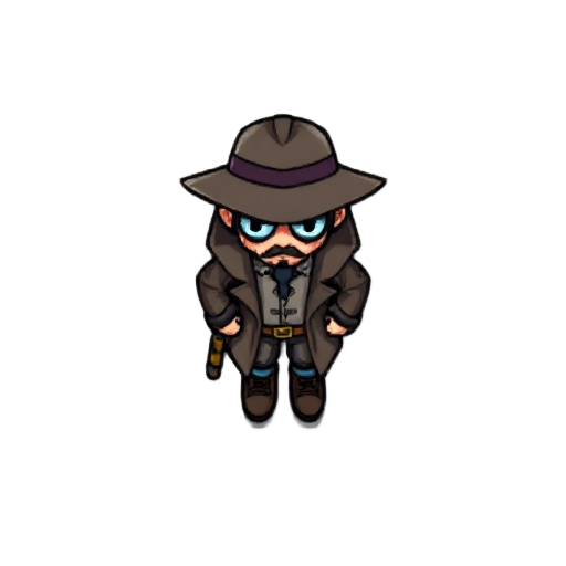 a detective sprite like champions island character pixelated no hat 8 direction