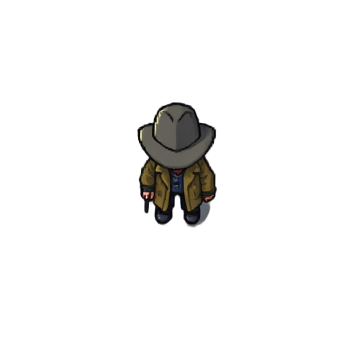 a detective sprite like champions island character pixelated no hat 8 direction with animations