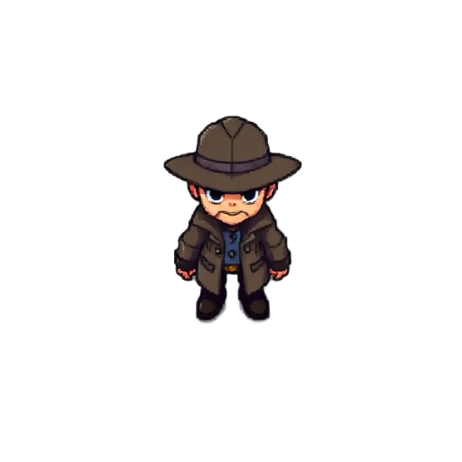 a detective sprite like champions island character pixelated no hat
