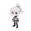 white hair, pony tail,purple eye