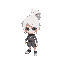 white hair, pony tail,purple eye