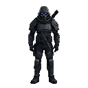 a soldier from a gothic cyberpunk universe