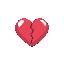 create a pixel version of a broken heart icon. 