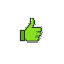 create a pixelated version of a green thumbs up icon. 