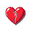 create a pixel version of a broken heart icon. 