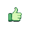 create a pixelated version of a green thumbs up icon. 