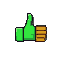 create a pixelated version of a green thumbs up icon. 