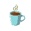 create a pixelated version of a steaming hot cup of coffee as a speed power up.