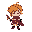 crie um personagem de jogo de plataforma de uma menina com cabelo castanho na altura do ombro olhos castanhos uma espada na mao , de roupa preta 