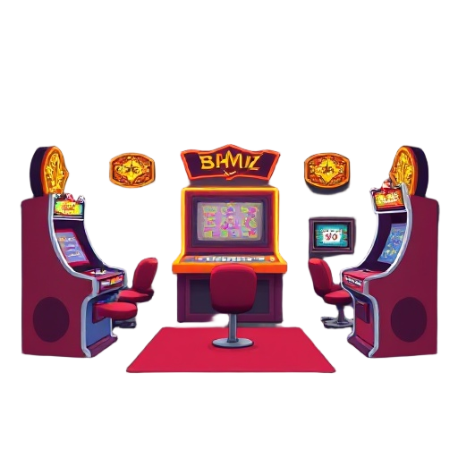 retro 80s arcade room, casino room