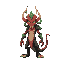 make me a villain named typhon , he has snakes in his back , he has a snake body and he is a titan , his color palette is red and green, make his face clear