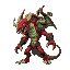 make me a villain named typhon , he has snakes in his back , he has a snake body and he is a titan , his color palette is red and green