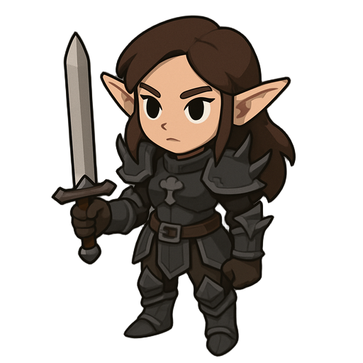 elf girl with sword and in dark fantasy armour 