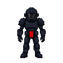 a dark colored apc with a red stripe to denote it's team. 