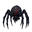 a dark colored spider walker that has a central sphere body being over grown by fungus and dead bodies with a red stripe to denote it's team.