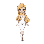 blonde long hair princess like a peach in white bodycon jumpsuit, semi-chibi