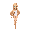 blonde long hair princess like a peach in white swimsuit