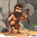 caveman with a primitive axe of stone