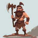 caveman with a primitive axe