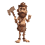 caveman with a primitive axe of stone