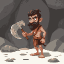 caveman with a primitive axe of stone