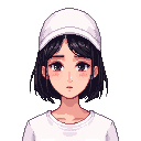 asian young girl, white cap