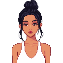 a 25-year-old vietnamese woman with a long black bun, white tank top, tanned skin, relaxed and confident vibe by the sea. portrait