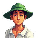 a middle-aged asian fisherman character. he has tanned skin, a muscular but slightly thin build, and a friendly, calm expression. he wears a green boonie hat, a white sleeveles