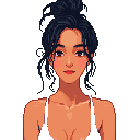 a 25-year-old vietnamese woman with a long black bun, tank top, tanned skin, relaxed and confident vibe by the sea. portrait
