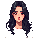 female asian , 25 years old, t shirt, long black hair
