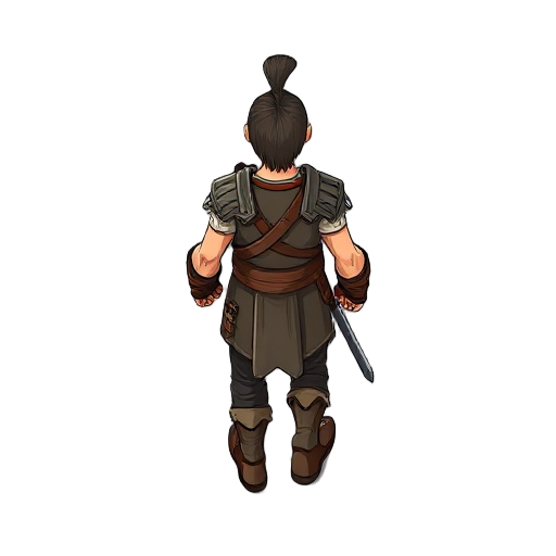  create a 2d warrior facing northeast in a walking position.