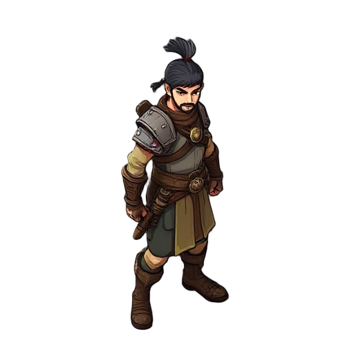  create a 2d warrior in side view facing northwest in walking position