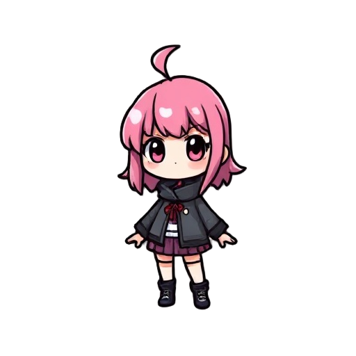 1girl, pink hair