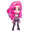 1girl, pink hair