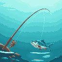 just a fishing rod, no humans or fish
