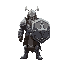 heavy warrior medival armor with big steel shield 