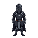 a knight wearing dark armor
