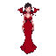voluptuous female vampire in red dress