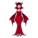 voluptuous female vampire with red dress