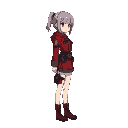 side view anime girl red army