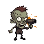 zombie head hit by gun shot