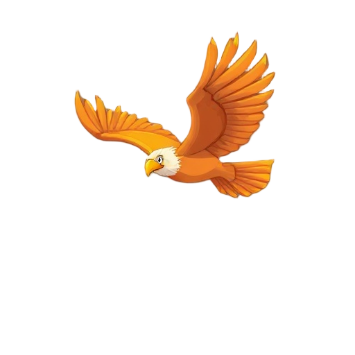 an orange egle flying to the left