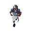 top down like the camera is directly above the player, view of an american football player running with the ball, 2 color 20x20 pixels