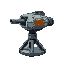 make a turret lmg futuristic on a stand placeable, side view 