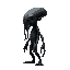 alien scifi tentacle monster side view pure black