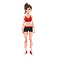 a woman wear red sport bra and black shorts