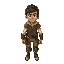 male brown air adventurere level 1 human ready to start  in an rpg. front top view. still has no armor, no helmet and no weapons