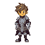 yellow skin tone, knight, silver armor, black shoes, messy hair
