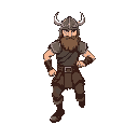 viking soldier without armor, only with helmet and pants with shoes running