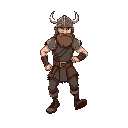 viking soldier without armor, only with helmet and pants with shoes running